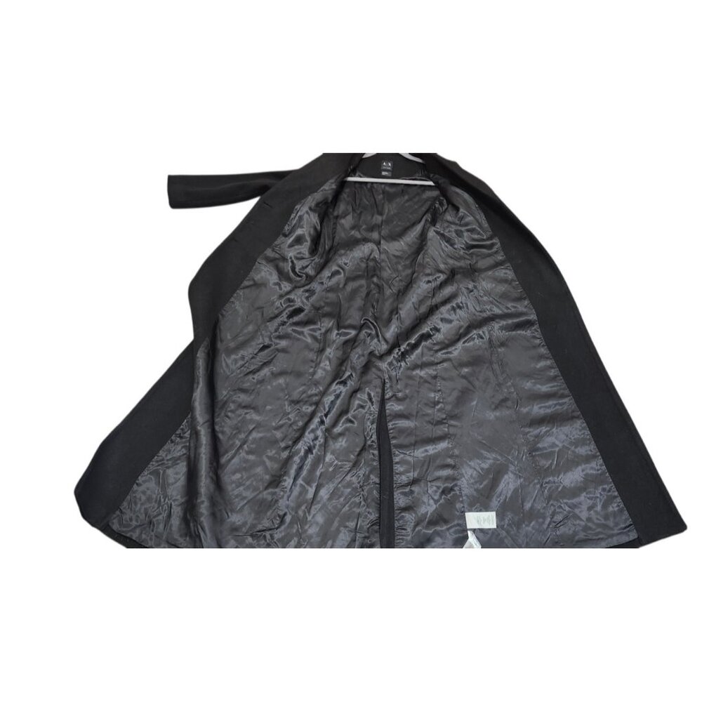 Armani Exchange Black Long Wool Blend Coat Tailored Button Front Women’s Size M - Picture 8 of 15